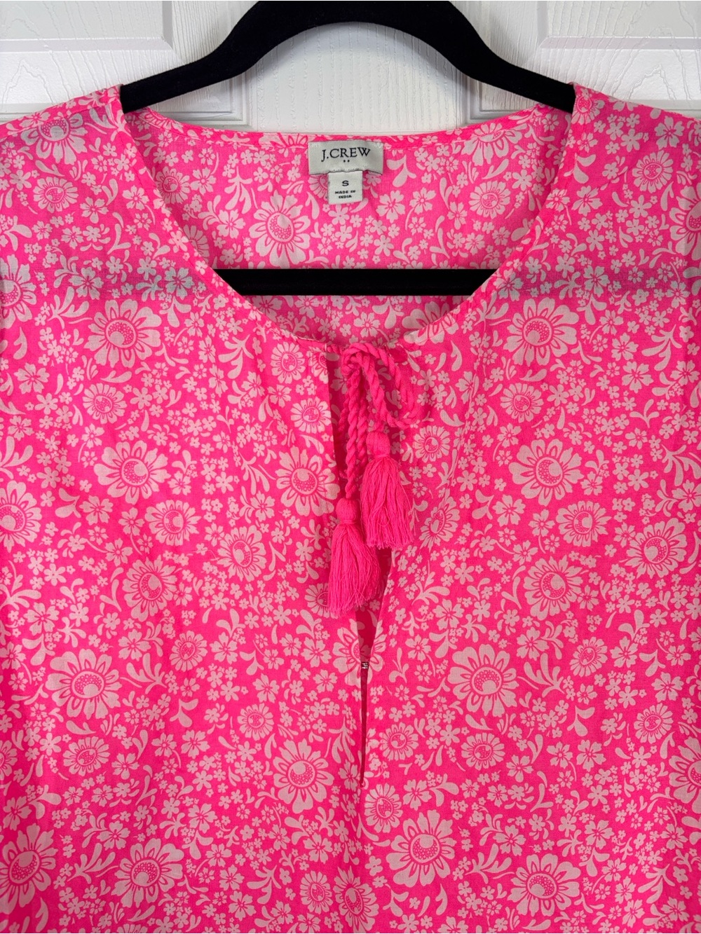J. Crew neon pink floral tunic swim cover up sz sm - Picture 5 of 9